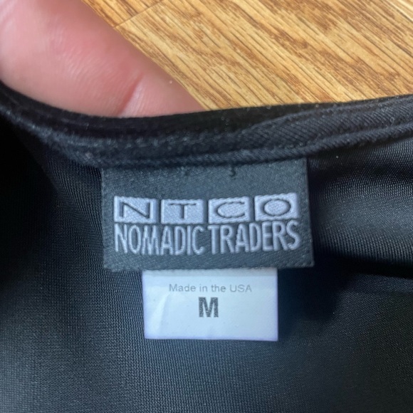 Vintage 90s Black 3/4 Sleeve Velour/Velvet Wrap Dress VTG Nomadic Traders LBD - Picture 2 of 6